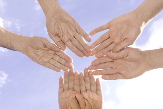 teamwork concept (special toned, focus point on fingers(selective))