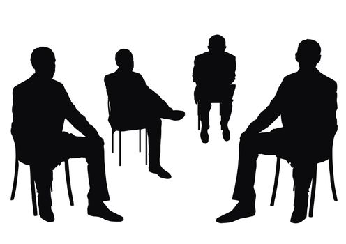 some people on the chair on the white background