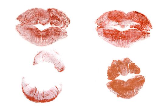 lipstick prints for design work, isolated on white background