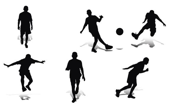 isolated sportsmen with shadows on white background