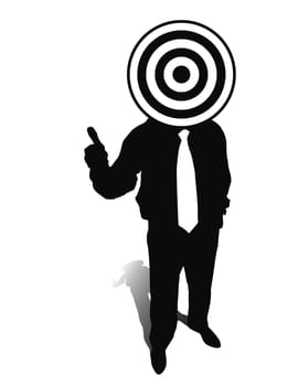 new business concept ,isolated businessman with target on his head (victim)
