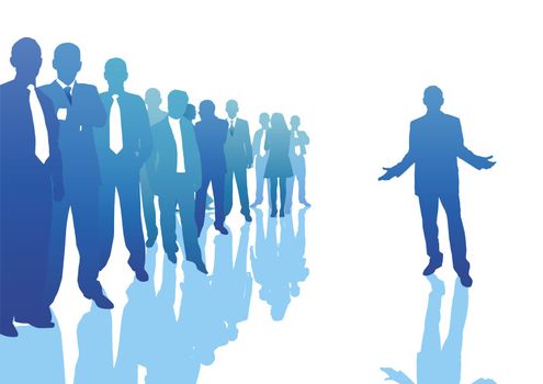 isolated men and women with shadows (business concept)