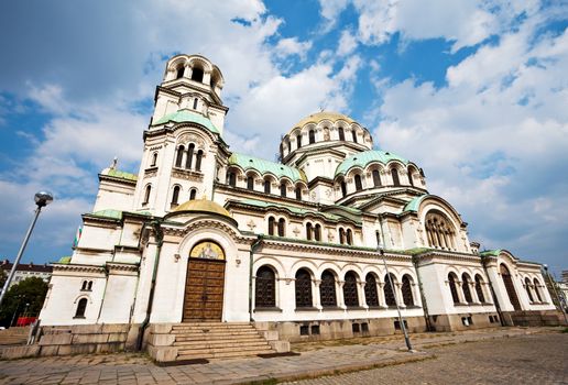 side view of svety Alexander Nevsky cathedral in Sofia