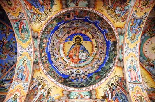 Fresco of Jesus in Rila monastery, Bulgaria, dating 1846