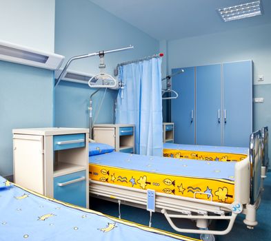 new and modern rehabilitation hospital chamber with beds