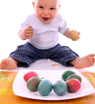 Happy baby Easter eggs