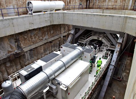 reinforced shaft and a huge tunnel drilling machine for underground