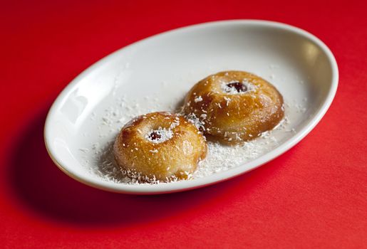 Traditional turkish sweet pastry served on white plate