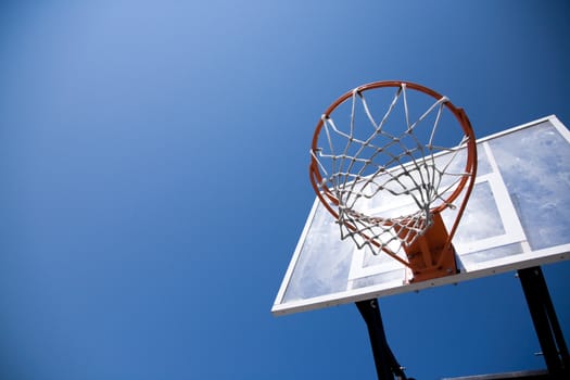 on deep blue sky background, selective focus on nearest part