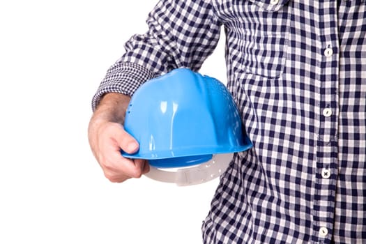 construction concept ,man with hardhat isolated on white background
