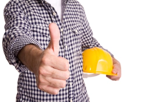 construction concept, focus point selective on hand