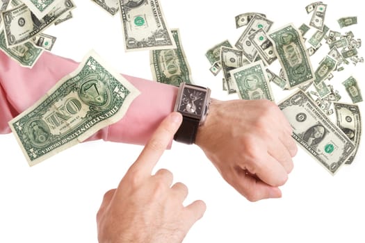 business concept with hands of businessman, isolated on white background