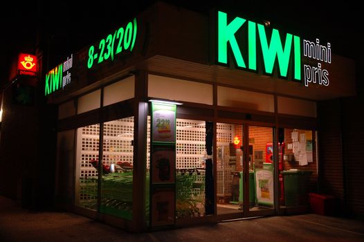 Kiwi. Norwegian shop. Nightshoot.
Torstrand, Larvik, Norway - 2006.