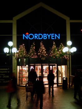 Christmas shopping in Norway.
Nordbyen shoppingcenter. Hovland, Larvik, Vestfold, Norway - 2006.