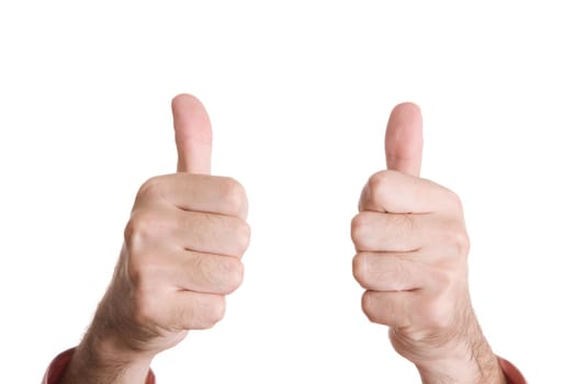 hand of businessman isolated on white background, positive concept