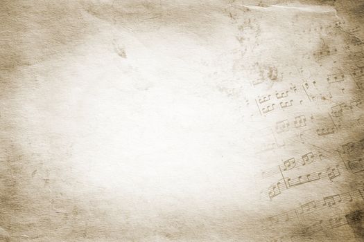 retro music on grunge toned paper texture