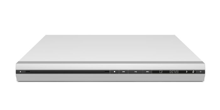 Front view of DVD player on white background