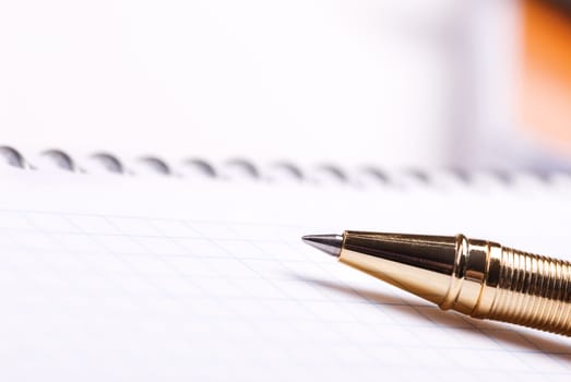 selective focus on nearest part of golden pen