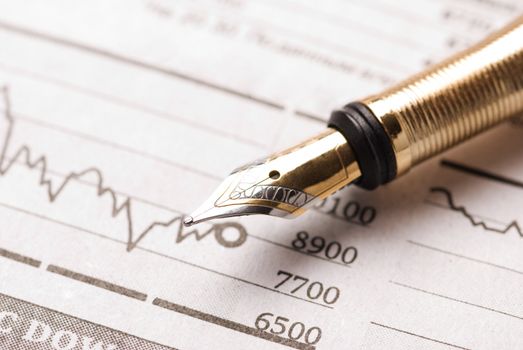 selective focus on nearest writing part of pen