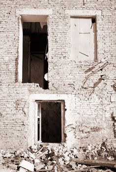 abandoned house ,special photo f/x, focus point on center of photo