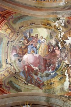 Fresco painting on the ceiling of the church