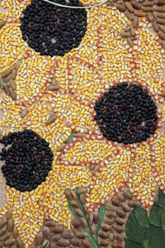 Colorful handmade flowers made of corn