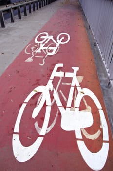 bicycle track signs in the modern city