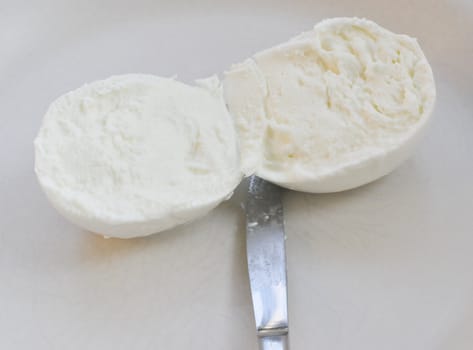 Traditional Italian mozzarella di bufala (buffalo mozzarella) cheese made from buffalo milk