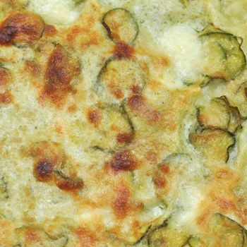 Detail of courgettes (zucchini) omelette vegetarian food