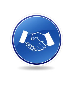 High resolution graphic of a partnership icon with shaking hands. 