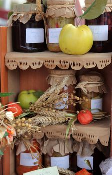Shelf with homemade jam