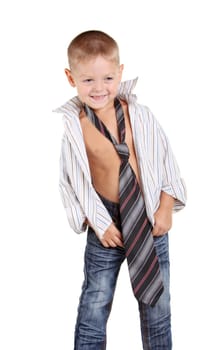 Little boy necktie on the white background
