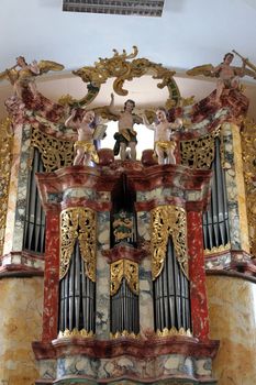 Beautiful golden pipe organ