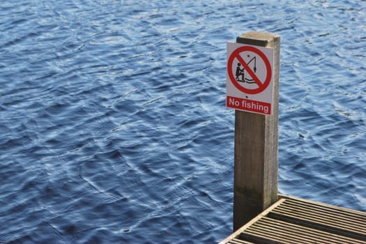 No fishing sign on platform