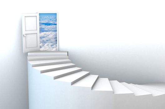 Stairs to heavens door illustration. Included clipping path in the door, so you can easily cut it out and place your own design.