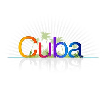 High Resolution graphic of Cuba on white background.