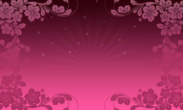 High resolution pink wallpaper with floral elements. 