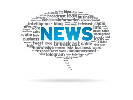 Speech bubble with the word news on white background.