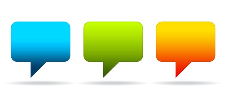 High resolution graphic of colorful speech bubbles.