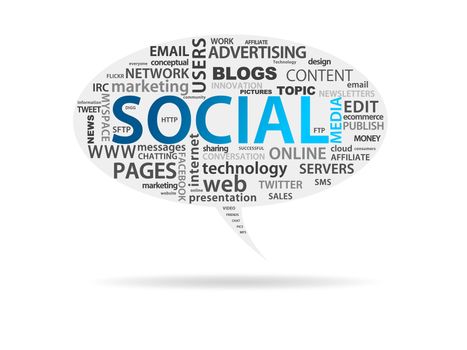High resolution graphic of Scocial Media speech bubble on white background.