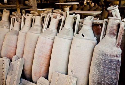2200 years old amphoras for whine, Pompei site, Italy