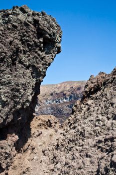 Cold volcanic lava in Vesuvius crater - Naples - Italy