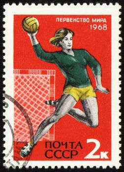 USSR - CIRCA 1968: a post stamp shows Handball World Championship in 1968, circa 1968