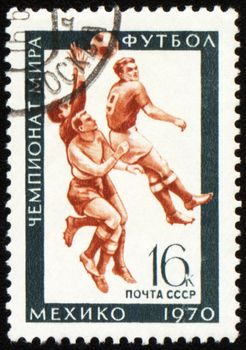 USSR - CIRCA 1970: A stamp printed in the USSR shows World Football Championship - Mexico 1970, circa 1970