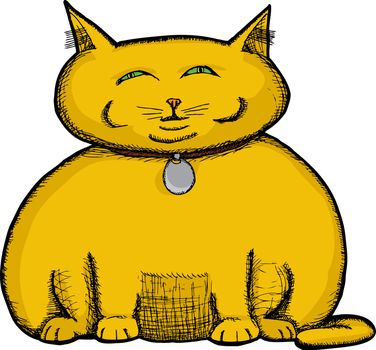 Isolated fat cat illustration about greed and selfishness