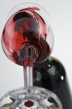 Vine pouring in a glass view from bottom unusual point of view stock photo