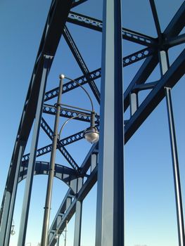 detail of a steel construction - bridge (worm`s-eye view)