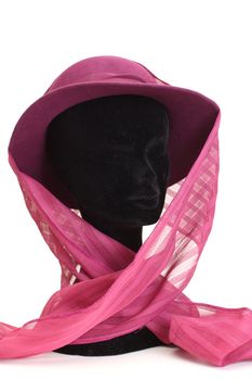Head a dummy in a scarf isolated on white