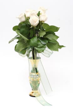 bouquet of beige roses in a vase