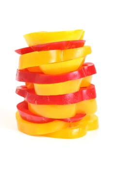 Pieces of red and yellow pepper